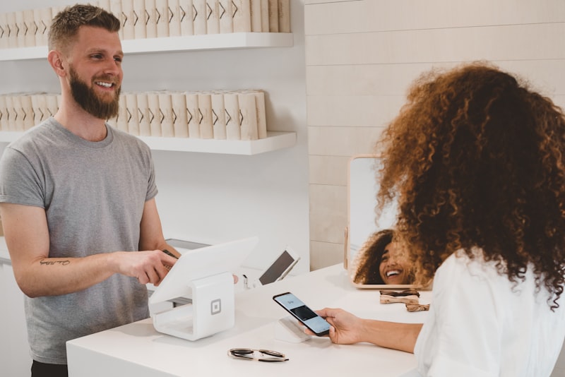 Customer checking a local business on their phone